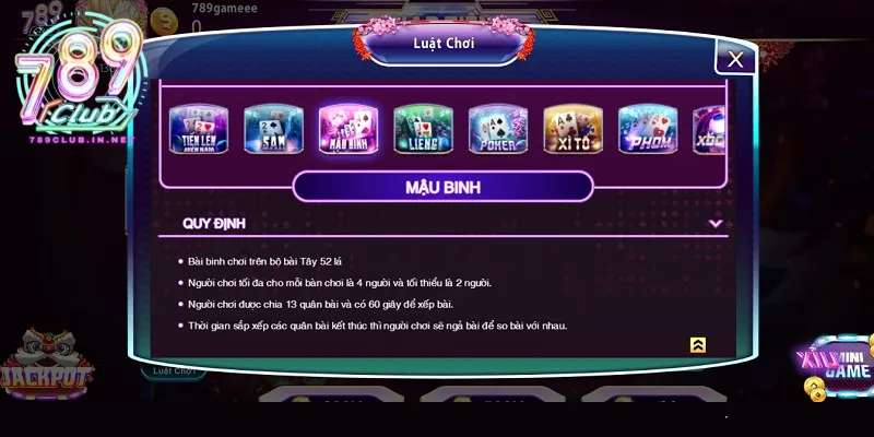 Luật chơi cơ bản và các chi bài trong binh xập xám